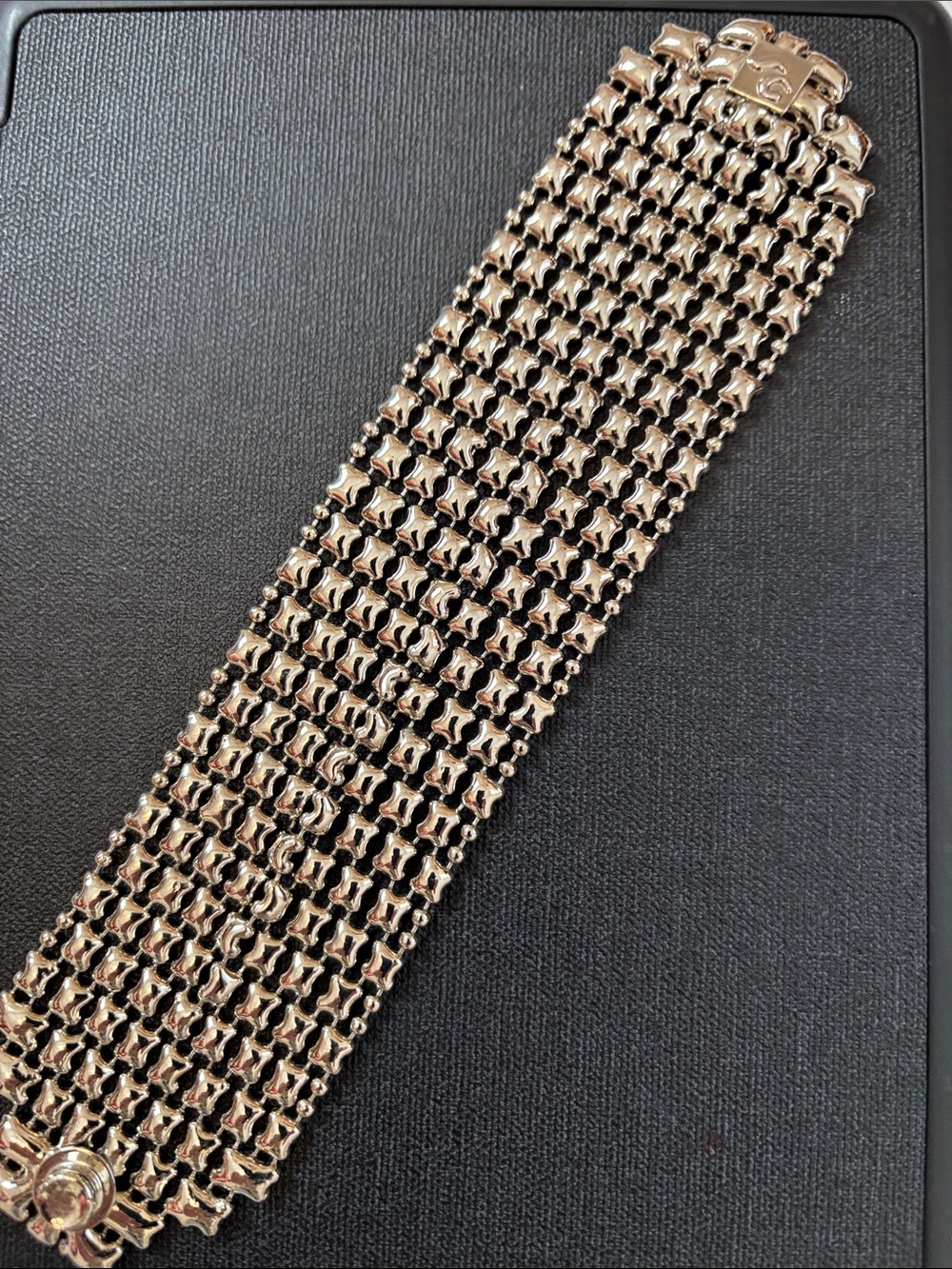 Wide Silver-Tone Mesh Bracelet Liquid Metal from Sergio Gutierrez